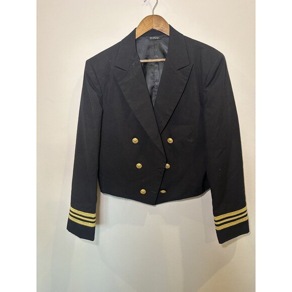 Black Sailor-Inspired Blazer with Gold Accents Men’s Estimated Size 42 – Nautica - Picture 3 of 8